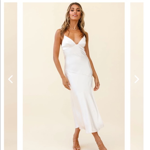 Downtown Cami Strap Front Split Satin Dress - Picture 4 of 11